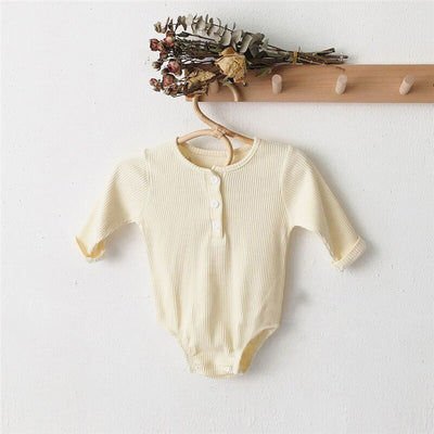 Bodysuit Cotton Spring Summer One-Pieces Solid Jumpsuit Long Sleeve